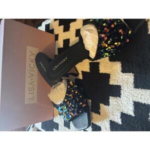Lisa + Vicky Pretty-V Multi Payette Sequin Heels - Size 8M